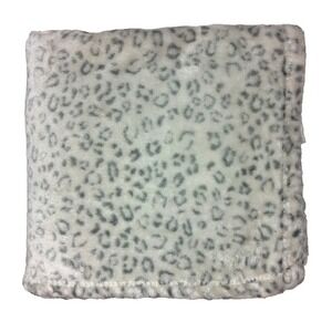 Baby Starters Gray Leopard Print Blanket Snow White Beige Soft Fleece Lovey